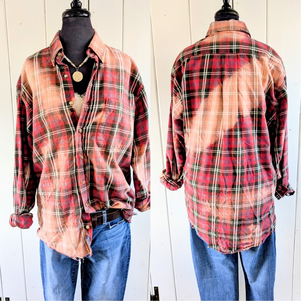 Distressed "Boyfriend" Flirty Flannel sz M